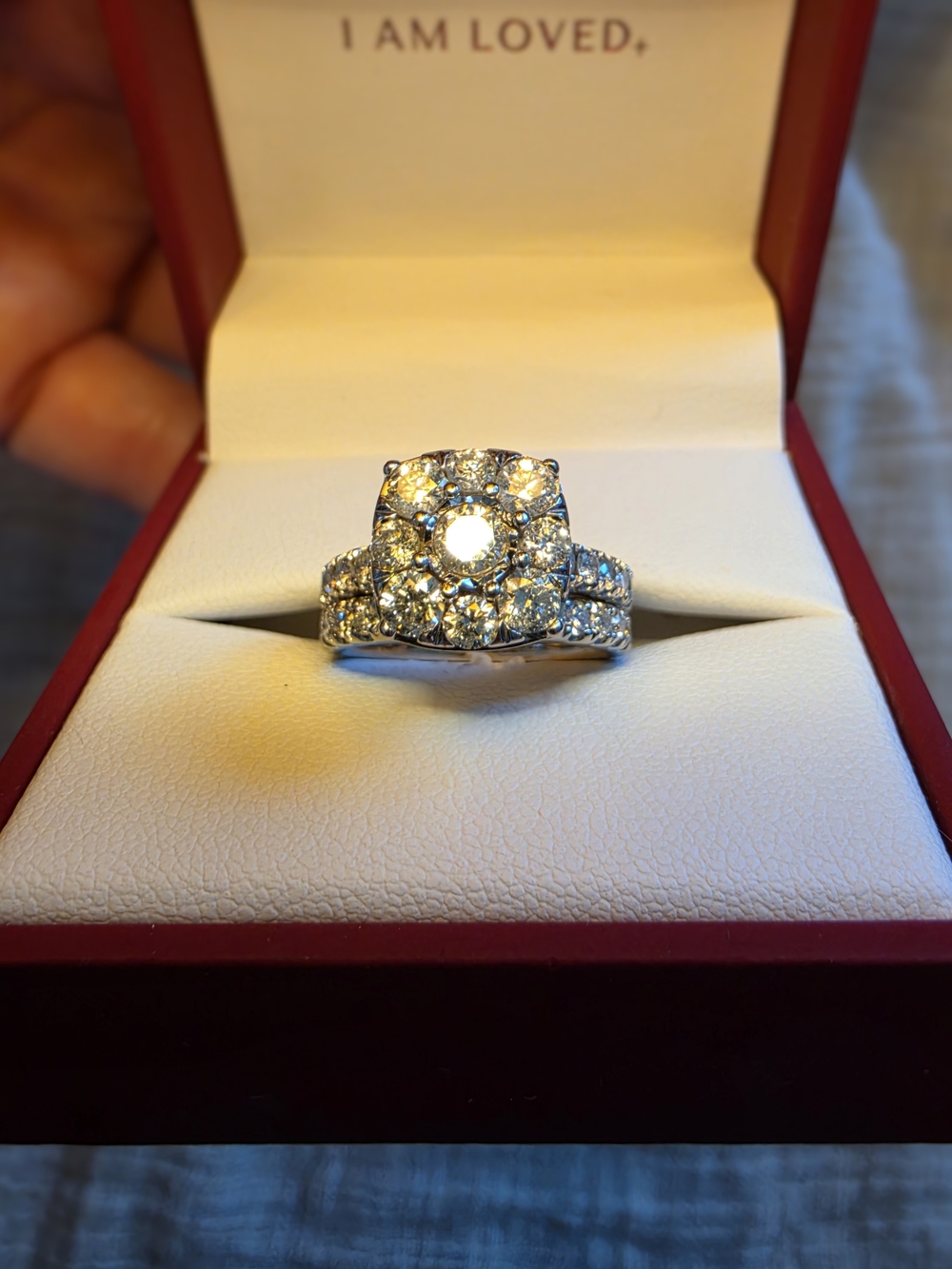 Diamond Halo Bridal Ring Set in White